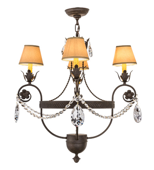 Meyda Lighting Antonia 26" 4-Light Chestnut Chandelier With Tuscan Alabaster Textrene Shade