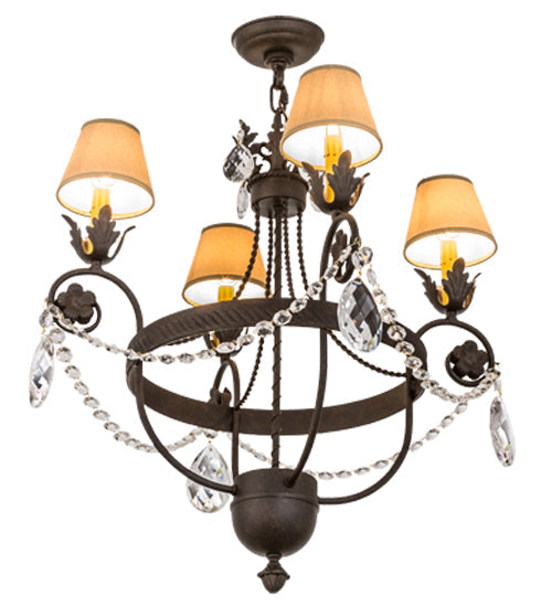 Meyda Lighting Antonia 26" 4-Light Chestnut Chandelier With Tuscan Alabaster Textrene Shade