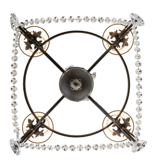 Meyda Lighting Antonia 26" 4-Light Chestnut Chandelier With Tuscan Alabaster Textrene Shade