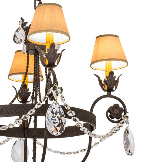 Meyda Lighting Antonia 26" 4-Light Chestnut Chandelier With Tuscan Alabaster Textrene Shade