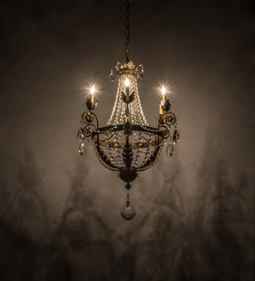 Meyda Lighting Antonia 26" 6-Light Brushed Gold Chandelier With Amber Faux Candlelight