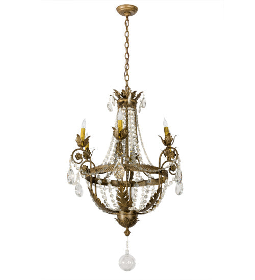 Meyda Lighting Antonia 26" 6-Light Brushed Gold Chandelier With Amber Faux Candlelight
