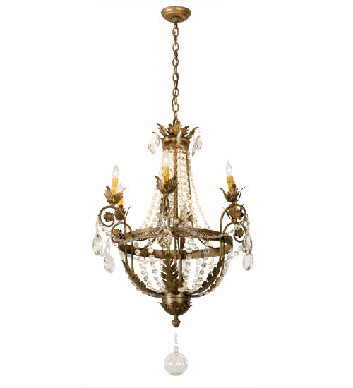 Meyda Lighting Antonia 26" 6-Light Brushed Gold Chandelier With Amber Faux Candlelight