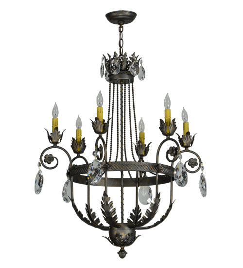 Meyda Lighting Antonia 26" 6-Light French Bronze Chandelier With Amber Faux Candlelight