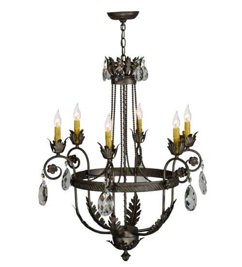 Meyda Lighting Antonia 26" 6-Light French Bronze Chandelier With Amber Faux Candlelight