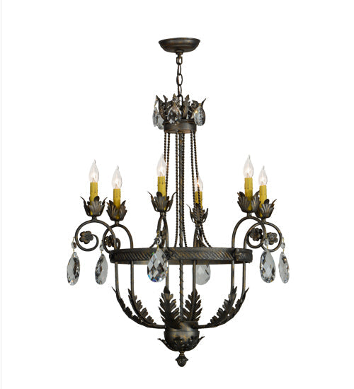 Meyda Lighting Antonia 26" 6-Light French Bronze Chandelier With Amber Faux Candlelight