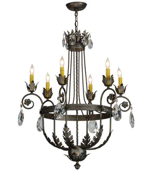 Meyda Lighting Antonia 26" 6-Light French Bronze Chandelier With Amber Faux Candlelight