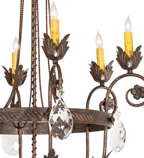 Meyda Lighting Antonia 26" 6-Light Gilded Tobacco Chandelier With Ivory Faux Candlelight