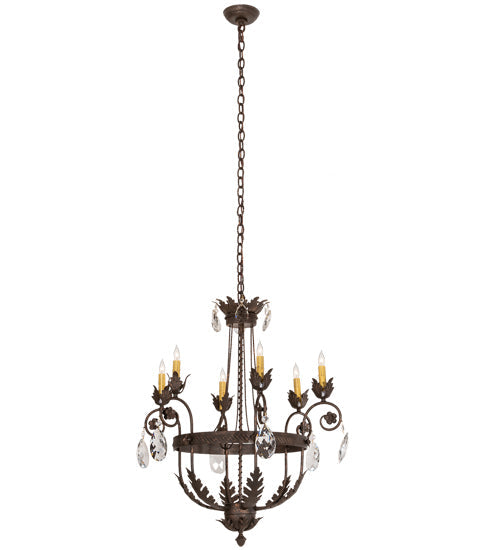 Meyda Lighting Antonia 26" 6-Light Gilded Tobacco Chandelier With Ivory Faux Candlelight