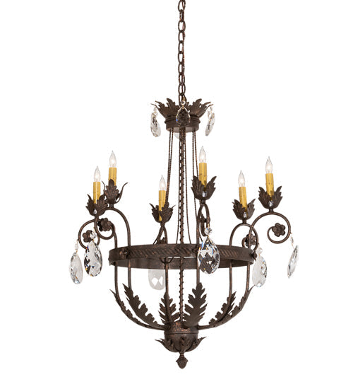 Meyda Lighting Antonia 26" 6-Light Gilded Tobacco Chandelier With Ivory Faux Candlelight