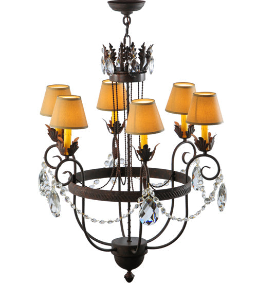 Meyda Lighting Antonia 27" 6-Light Cajun Spice Chandelier With Brown Parchment Shade