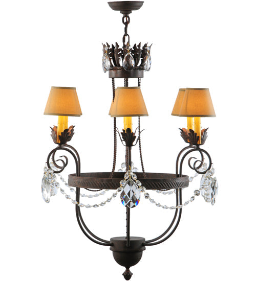 Meyda Lighting Antonia 27" 6-Light Cajun Spice Chandelier With Brown Parchment Shade