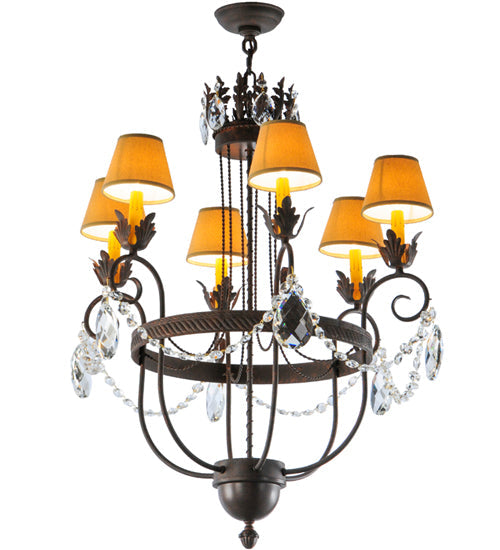 Meyda Lighting Antonia 27" 6-Light Cajun Spice Chandelier With Brown Parchment Shade