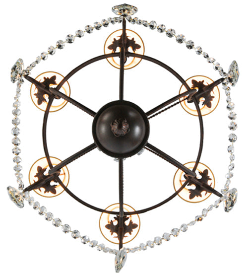 Meyda Lighting Antonia 27" 6-Light Cajun Spice Chandelier With Brown Parchment Shade