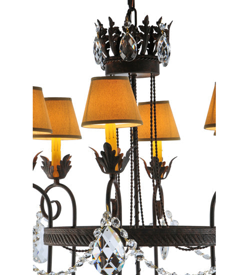Meyda Lighting Antonia 27" 6-Light Cajun Spice Chandelier With Brown Parchment Shade