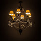 Meyda Lighting Antonia 28" 6-Light Chestnut Chandelier With Tuscan Alabaster Textrene Shade