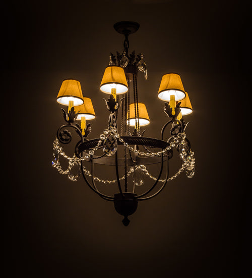 Meyda Lighting Antonia 28" 6-Light Chestnut Chandelier With Tuscan Alabaster Textrene Shade