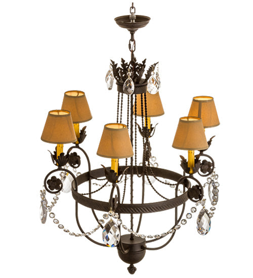 Meyda Lighting Antonia 28" 6-Light Chestnut Chandelier With Tuscan Alabaster Textrene Shade