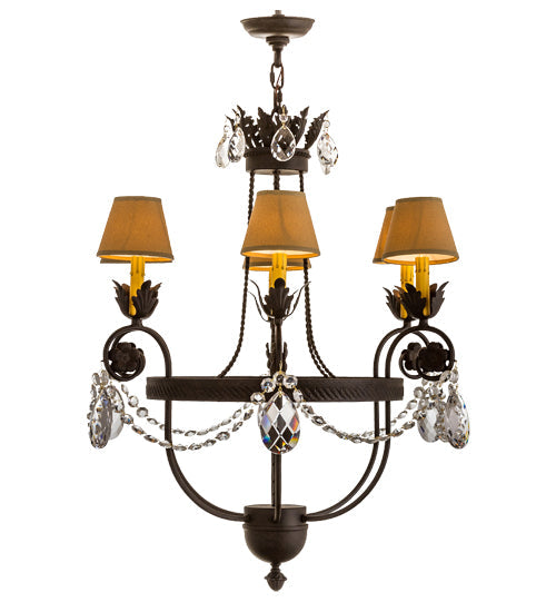 Meyda Lighting Antonia 28" 6-Light Chestnut Chandelier With Tuscan Alabaster Textrene Shade
