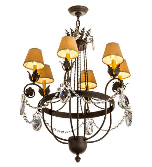 Meyda Lighting Antonia 28" 6-Light Chestnut Chandelier With Tuscan Alabaster Textrene Shade