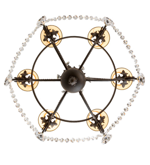 Meyda Lighting Antonia 28" 6-Light Chestnut Chandelier With Tuscan Alabaster Textrene Shade