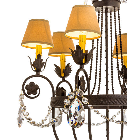 Meyda Lighting Antonia 28" 6-Light Chestnut Chandelier With Tuscan Alabaster Textrene Shade