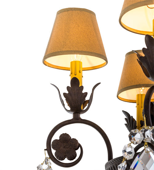 Meyda Lighting Antonia 28" 6-Light Chestnut Chandelier With Tuscan Alabaster Textrene Shade