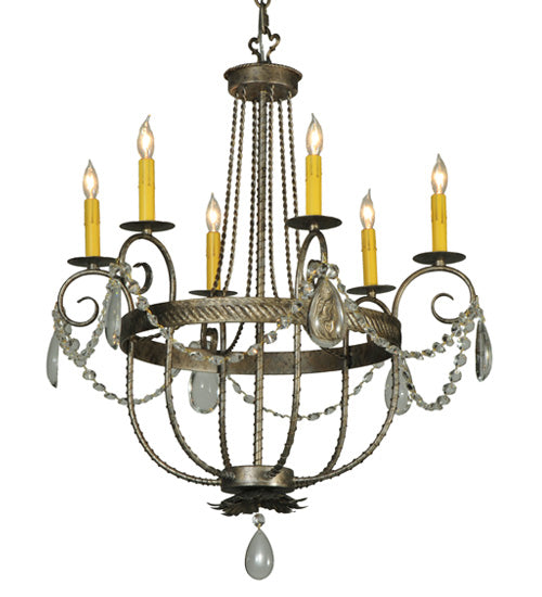Meyda Lighting Antonia 29" 6-Light Corinth Chandelier With Amber Faux Candlelight
