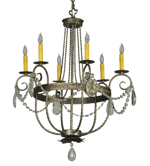 Meyda Lighting Antonia 29" 6-Light Corinth Chandelier With Amber Faux Candlelight