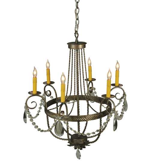 Meyda Lighting Antonia 29" 6-Light Corinth Chandelier With Amber Faux Candlelight