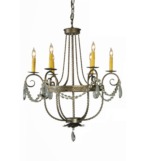 Meyda Lighting Antonia 29" 6-Light Corinth Chandelier With Amber Faux Candlelight