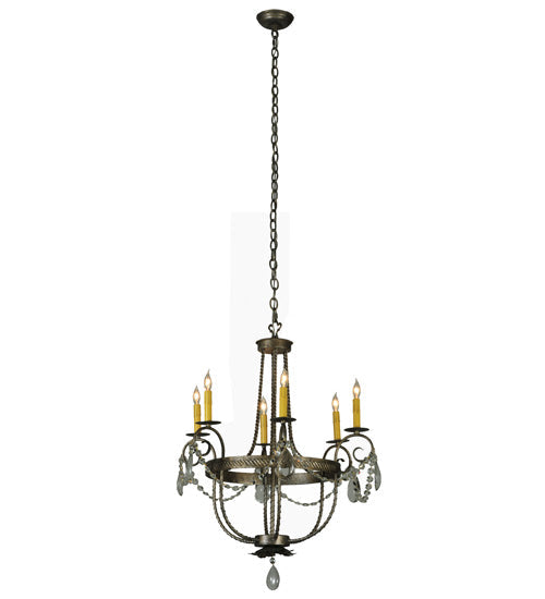 Meyda Lighting Antonia 29" 6-Light Corinth Chandelier With Amber Faux Candlelight