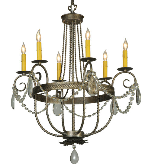 Meyda Lighting Antonia 29" 6-Light Corinth Chandelier With Amber Faux Candlelight