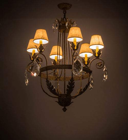 Meyda Lighting Antonia 29" 6-Light Pompeii Gold Chandelier With Aged Celadon Textrene Shade