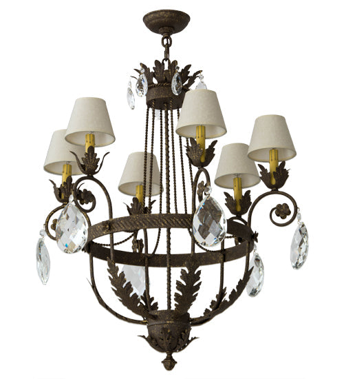 Meyda Lighting Antonia 29" 6-Light Pompeii Gold Chandelier With Aged Celadon Textrene Shade