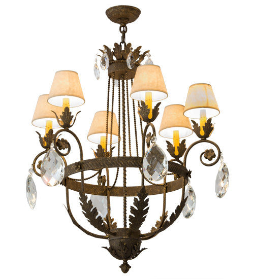 Meyda Lighting Antonia 29" 6-Light Pompeii Gold Chandelier With Aged Celadon Textrene Shade