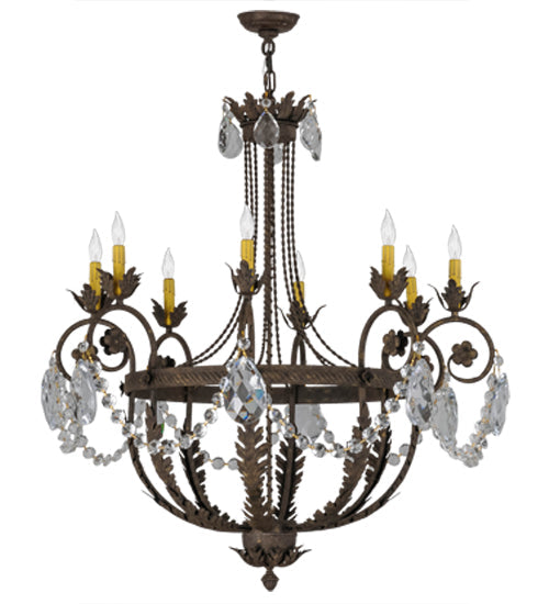 Meyda Lighting Antonia 38" 8-Light Antiquity Chandelier With Amber Faux Candlelight