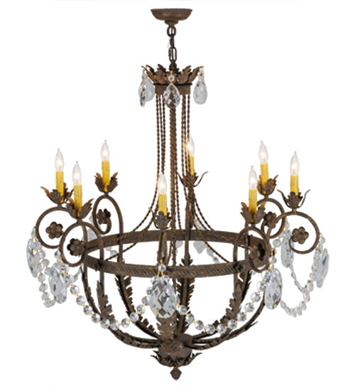 Meyda Lighting Antonia 38" 8-Light Antiquity Chandelier With Amber Faux Candlelight