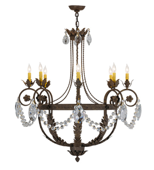 Meyda Lighting Antonia 38" 8-Light Antiquity Chandelier With Amber Faux Candlelight