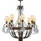 Meyda Lighting Antonia 39" 8-Light Pompeii Gold Chandelier With White Natural Linen Shade