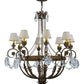 Meyda Lighting Antonia 39" 8-Light Pompeii Gold Chandelier With White Natural Linen Shade