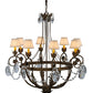 Meyda Lighting Antonia 39" 8-Light Pompeii Gold Chandelier With White Natural Linen Shade
