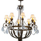 Meyda Lighting Antonia 39" 8-Light Pompeii Gold Chandelier With White Natural Linen Shade