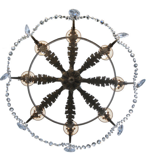 Meyda Lighting Antonia 39" 8-Light Pompeii Gold Chandelier With White Natural Linen Shade