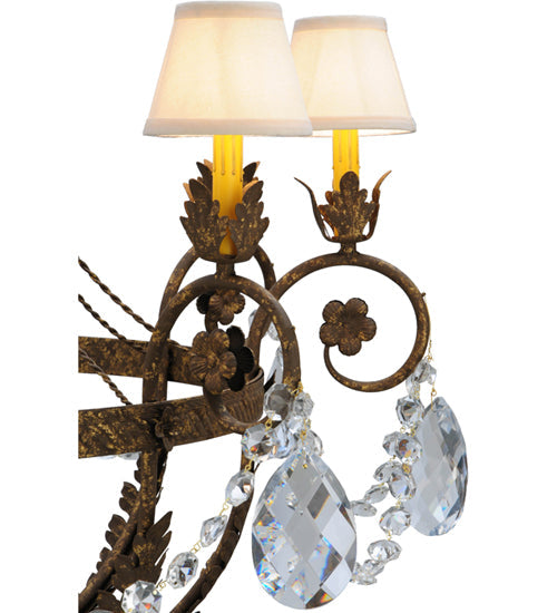 Meyda Lighting Antonia 39" 8-Light Pompeii Gold Chandelier With White Natural Linen Shade