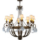 Meyda Lighting Antonia 39" 8-Light Pompeii Gold Chandelier With White Natural Linen Shade