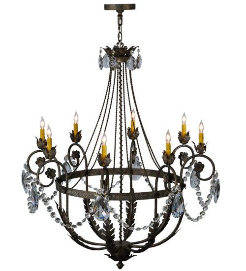 Meyda Lighting Antonia 43" 8-Light Corinth Chandelier With Amber Faux Candlelight