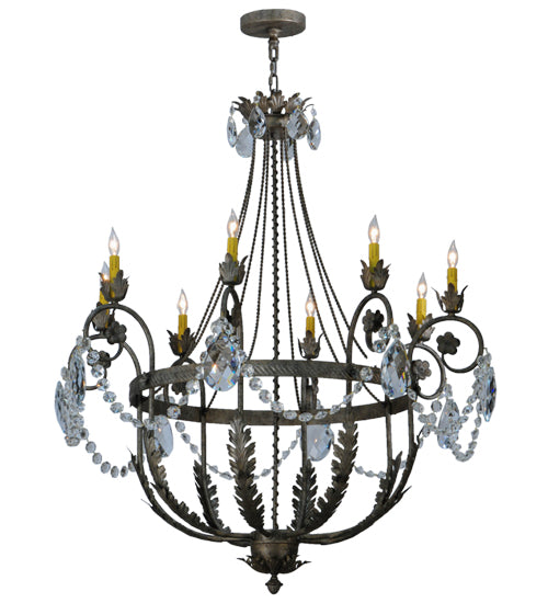 Meyda Lighting Antonia 43" 8-Light Corinth Chandelier With Amber Faux Candlelight