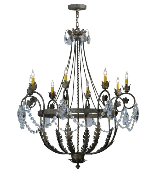 Meyda Lighting Antonia 43" 8-Light Corinth Chandelier With Amber Faux Candlelight