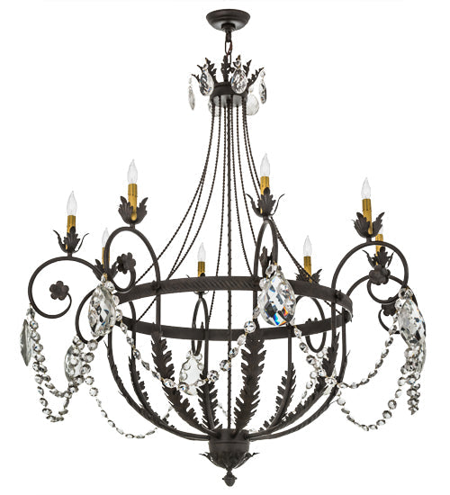 Meyda Lighting Antonia 45" 8-Light Chestnut Chandelier With Amber Faux Candlelight
